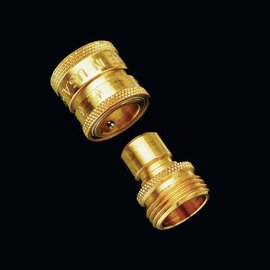 Dramm Full Flow Quick Connect Adapter - 3/4-in Male & Female Thread Pair - Brass