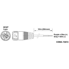 Fluence PSU1/PSE2 DC Dimming Signal Cable - 10in - Pigtail to M16 Push-Lock Connector