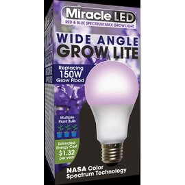 MiracleLED Multi-Plant Wide Angle LED Grow Light Bulb - Red and Blue Spectrum - A19 - 11W