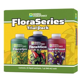General Hydroponics Flora Series Trial Pack Nutrient Kit - 32 Oz Each (FloraMicro, FloraGro, FloraBloom)