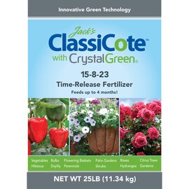 Jack's Classic ClassiCote with CrystalGreen 15-8-23 Time-Release Fertilizer - 25 lb Bag