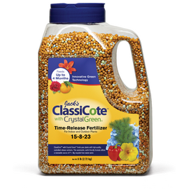 Jack's Classic ClassiCote with CrystalGreen 15-8-23 Time-Release Fertilizer - 6 lb Shaker Jar