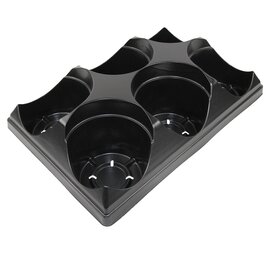 Grower Select Transport Tray - 6-Pocket - Black - for 6-in Round Pots - 18 x 12-in - Case of 100