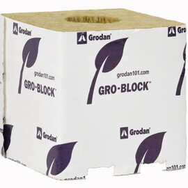 Grodan Improved Gro-Block Rockwool Grow Block - Large GR10 - 4 x 4 x 4-in - Pre-Cut Hole - Bulk Pallet
