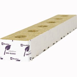 Grodan Improved Gro-Block Rockwool Grow Block Strip - Small GR6.5 - 4 x 4 x 2.6-in - Pre-Cut Hole - Case of 216