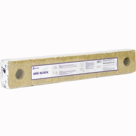 Grodan Improved Gro-Block Rockwool Grow Block Strip - Small GR6.5 - 4 x 4 x 2.6-in - Pre-Cut Hole - Shrink-Wrapped - Case of 216