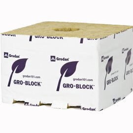 Grodan Improved Gro-Block Rockwool Grow Block - Jumbo - 6 x 6 x 4-in - Pre-Cut Hole - Case of 64