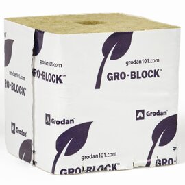 Grodan Improved Gro-Block Rockwool Grow Block Strip - Large GR10 - 4 x 4 x 4-in - Pre-Cut Hole - Case of 144