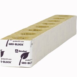 Grodan Improved Gro-Block Rockwool Grow Block Strip - Small GR4 - 3 x 3 x 2.6-in - Pre-Cut Hole - Case of 384