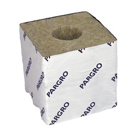 Pargro by Grodan Rockwool Block Strip - Large PAR10 - 4 x 4 x 4-in - Pre-Cut Hole - Case of 144