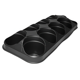 T.O. Plastics Round Pot Carry Tray - 10-Cell (2 x 4) - 9.1 x 23.02 x 4.05-in - For RPT-450 GV Series Pots - 75-Pack
