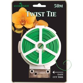 Hydrofarm Twist Tie Spool with Cutter - 50-m - Green