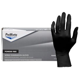 ProWorks Powder-Free Disposable Nitrile Exam Gloves - 6 Mil - Black - Large - 100-Count