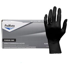 ProWorks Powder-Free Disposable Nitrile Exam Gloves - 6 Mil - Black - Medium - 100-Count