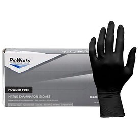ProWorks Powder-Free Disposable Nitrile Exam Gloves - 6 Mil - Black - Small - 100-Count