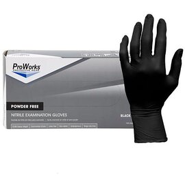 ProWorks Powder-Free Disposable Nitrile Exam Gloves - 6 Mil - Black - X-Large - 100-Count