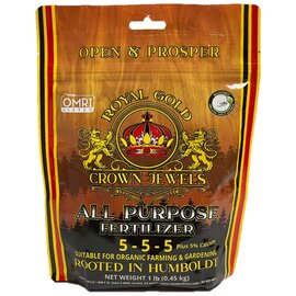Royal Gold Crown Jewels All Purpose Fertilizer 5-5-5 + Calcium - 1 lb - OMRI Listed & CDFA Approved