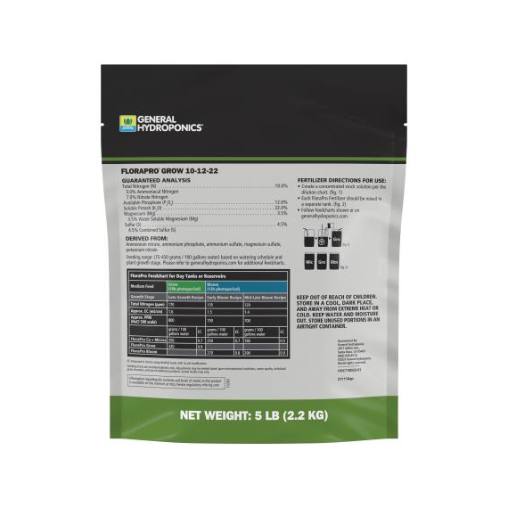 General Hydroponics FloraPro Grow 10-12-22 - 5lb