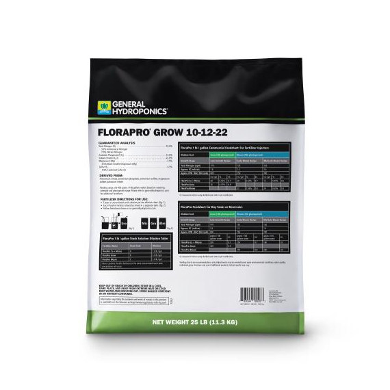 General Hydroponics FloraPro Grow 10-12-22 - 25lb
