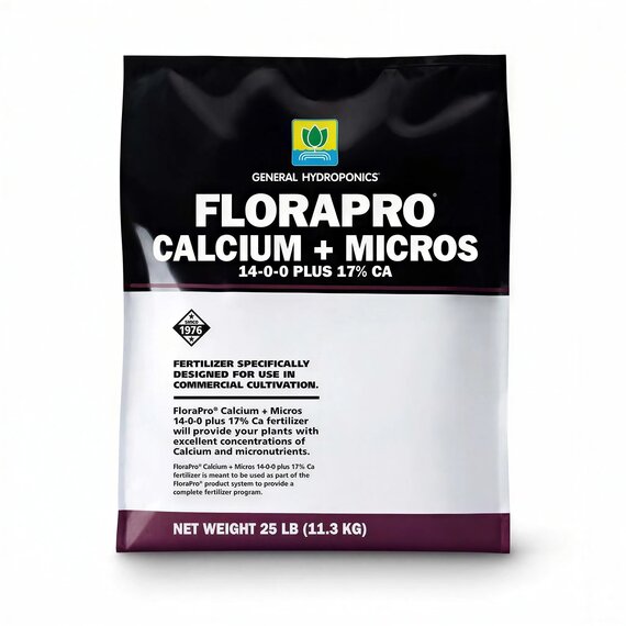 General Hydroponics FloraPro Calcium + Micros 14-0-0 + 17% Ca Cal-Mag Supplement Powder - 25 lb