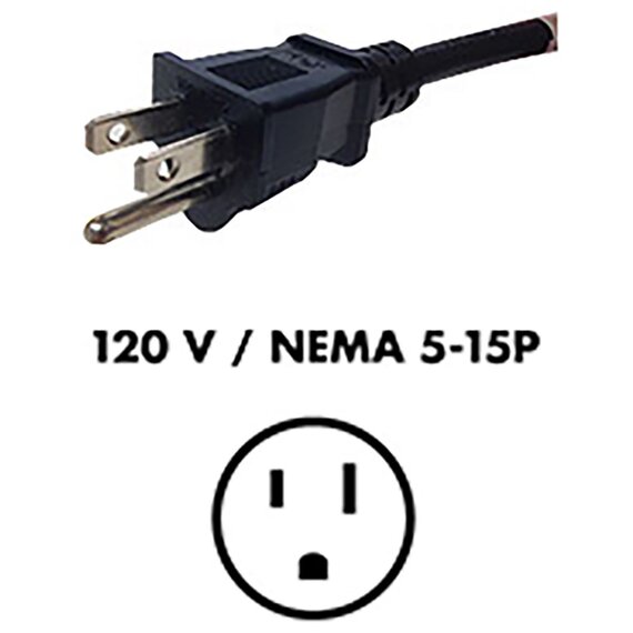 Fluence AC Extension Cord - 15ft - NEMA 5-15P Plug to M19 Threaded Connector