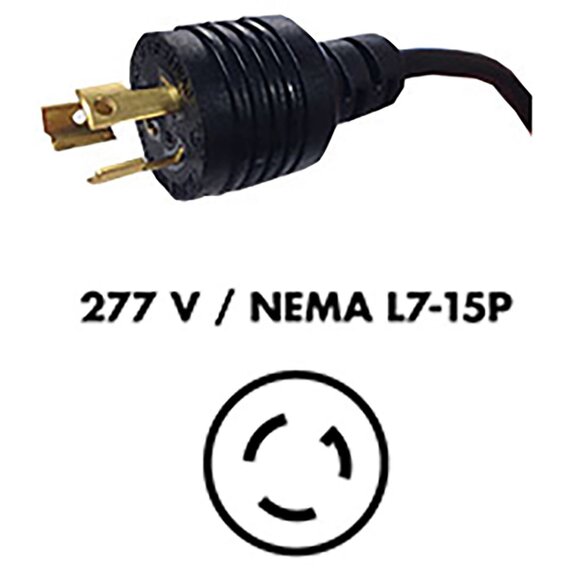 Fluence AC Extension Cable - 6ft - NEMA L7-15P Plug to M19 Push-Lock Connector - 277V AC