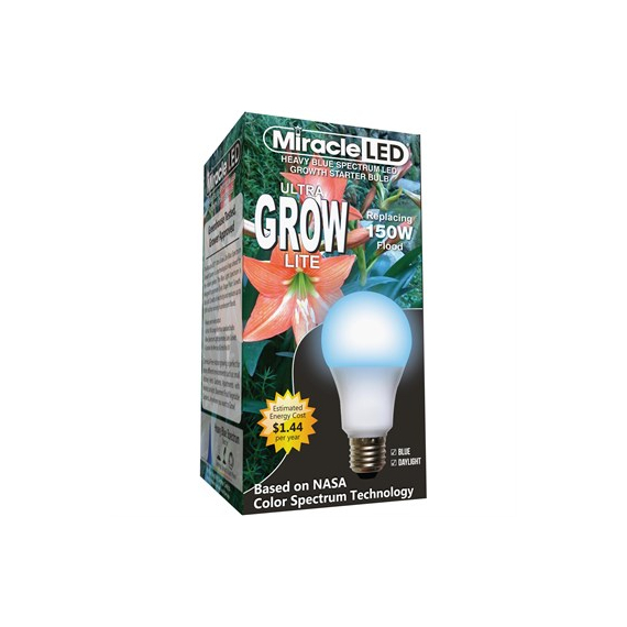 MiracleLED Commercial Hydroponic Grow Light | Ultra Grow Lite - Replaces up to 150W - Blue Spectrum LED - Hydroponic Grow Light Bulb for Seed Starting