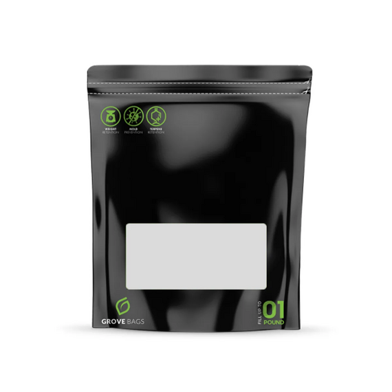 Grove Bags TerpLoc Windowed UV Pouch - 1 lb Capacity - Opaque with Clear Window - 100-Count