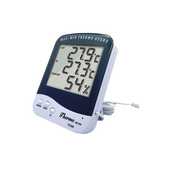 Hort2O Digital Hygro-Thermometer | 9.8ft Temperature Sensor - Digital Display - Measures Temperatures 32°F to 122°F - Measures Humidity 20% to 98%