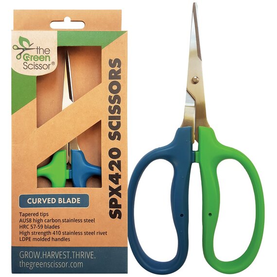 The Green Scissor SPX420 Tapered Scissors - 7.5-in - 3-in Curved Blades - Uncoated