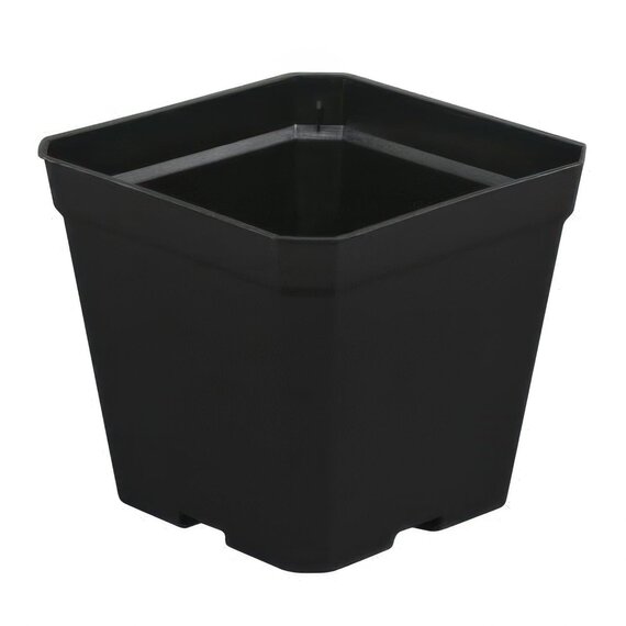 Gro Pro Injection Molded Plastic Pot - 4 x 4 x 3.5-in - Square - Black