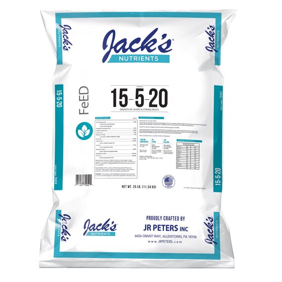 Jack's Nutrients 15-5-20 Tap Water Fertilizer - 25 lb