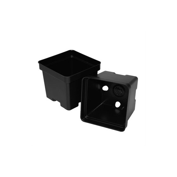 T.O. Plastics Traditional Pot | Square - 4.5in - Black - 4.2in D x 3.62in H - 1.72pt (49.73cu in) - Thermoformed