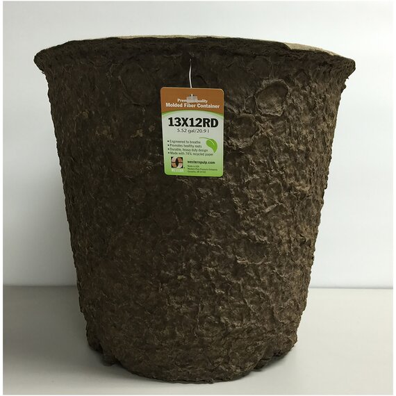 Western Pulp Fiber Pot - Round - 13-in - 5.52 Gal