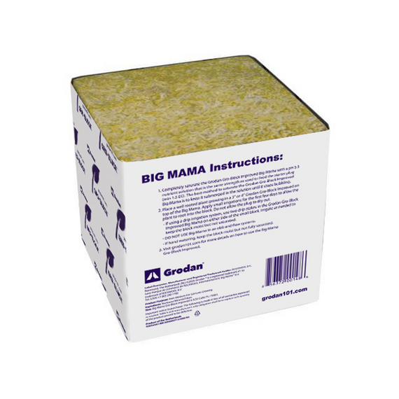 Grodan Improved Gro-Block Rockwool Grow Block - Big Mama - 8 x 8 x 8-in - No Hole - Case of 18