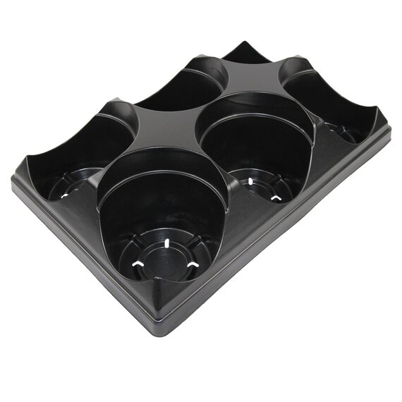 Grower Select Transport Tray - 6-Pocket - Black - for 6-in Round Pots - 18 x 12-in - Case of 100