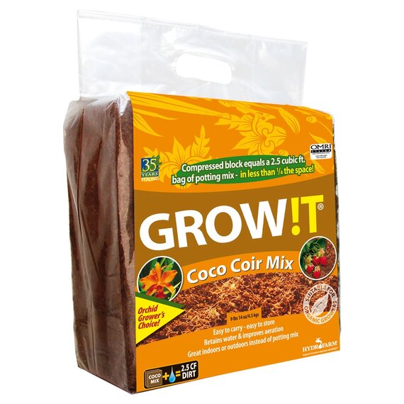 GROW!T Organic Coco Coir Mix Block - Expands to 2.5 cu ft