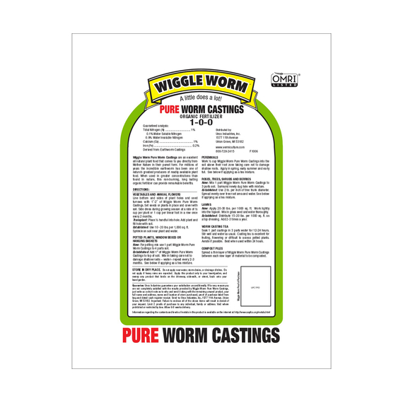 Wiggle Worm Pure Worm Castings, 15 lbs