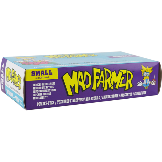 Mad Farmer White Nitrile Horticulture Gloves, Size S, Box of 100