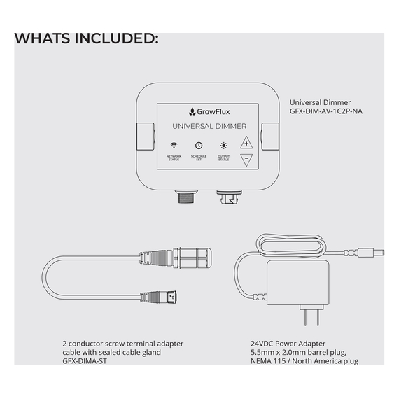 GrowFlux Dimmer Kit w/ RJ Adapter and Photobio Photo Loc Adapter