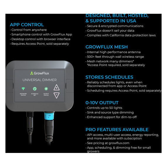 GrowFlux Dimmer Kit w/ RJ Adapter and Photobio Photo Loc Adapter