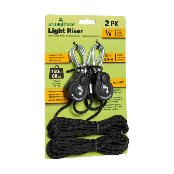 Hydrofarm Light Riser Hanging System w/Push Button Release, 1/8"