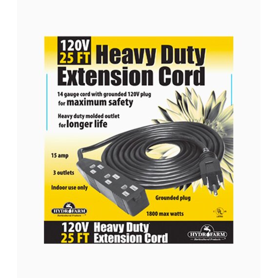 Hydrofarm Extension Cord - 120V - 25-ft