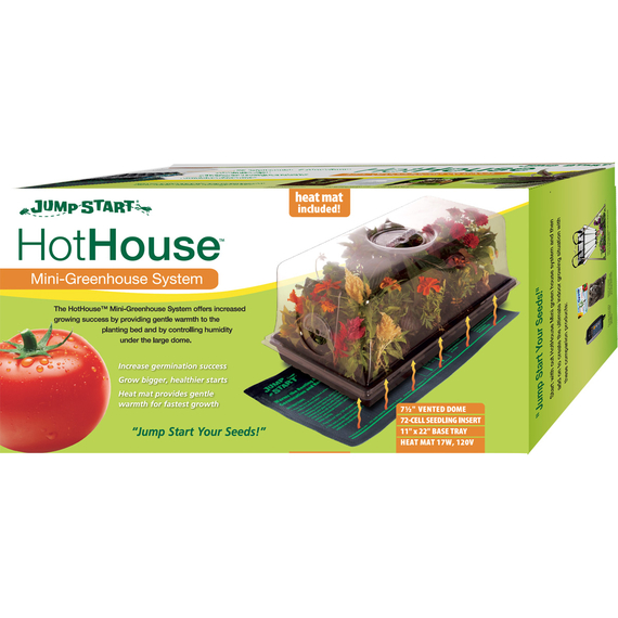 Jump Start Hot House w/Heat Mat, Tray, 72-Cell Insert, 7.5" dome