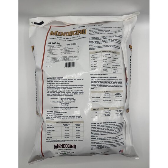 Grow More Mendocino Producer's Choice Plant Starter Fertilizer 10-52-10 - 25 lb