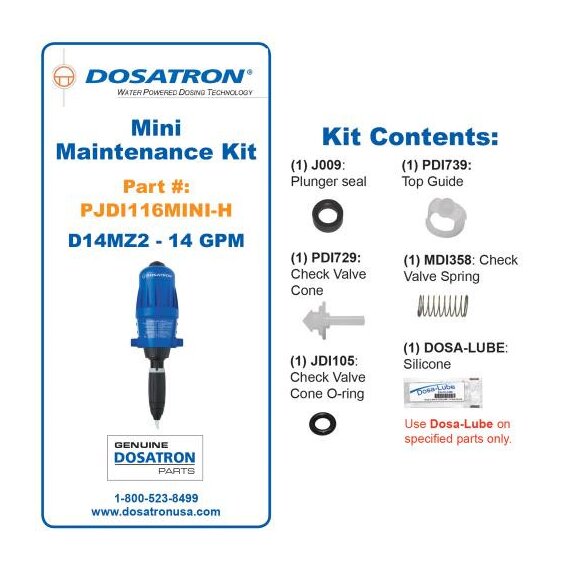Dosatron Mini Seal Kit for D14MZ2 Dosing Pump - 14 GPM