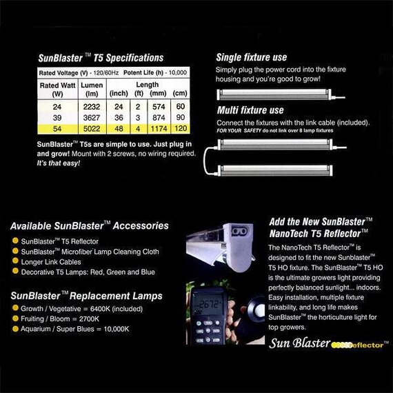 SunBlaster T5HO Lighting Kit - 39W - 6400K - 3-ft
