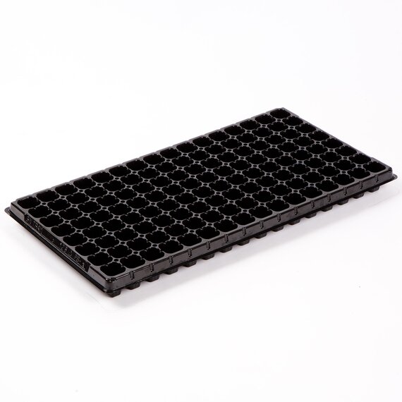Grower Select 1020 Standard Plug Tray - 128-Cell - Square - Gloss Black - 17.5cc Cell Volume - Case of 100