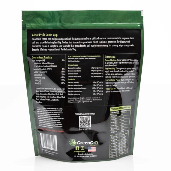 GreenGro Biologicals Pride Lands Veg 6-3-3.5 Fertilizer - 5 lb