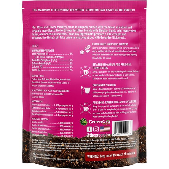 GreenGro Biologicals Home & Garden Rose & Flower Fertilizer - 4 lb